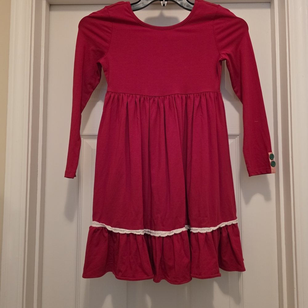 Matilda Jane Red Dress with White Trim And Bow On The Back